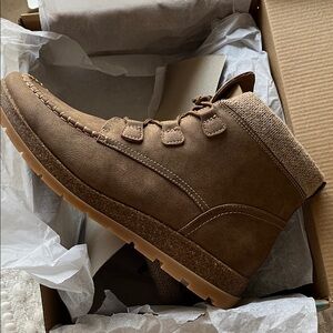 Sofft Brown Suede-Look Lace-Up Ankle Boot Size 11 Womens